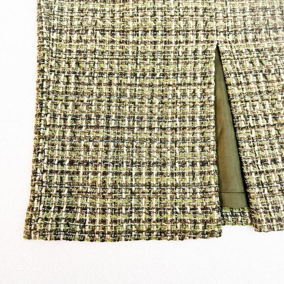 Zara Woven Tweed Wool Knit Pencil Skirt Green Multicolor Size 8 - Picture 3 of 5